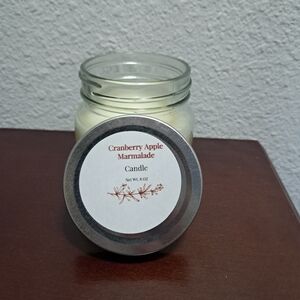 Cranberry Apple Marmalade 8oz  Candle In a Glass Mason Jar Handmade